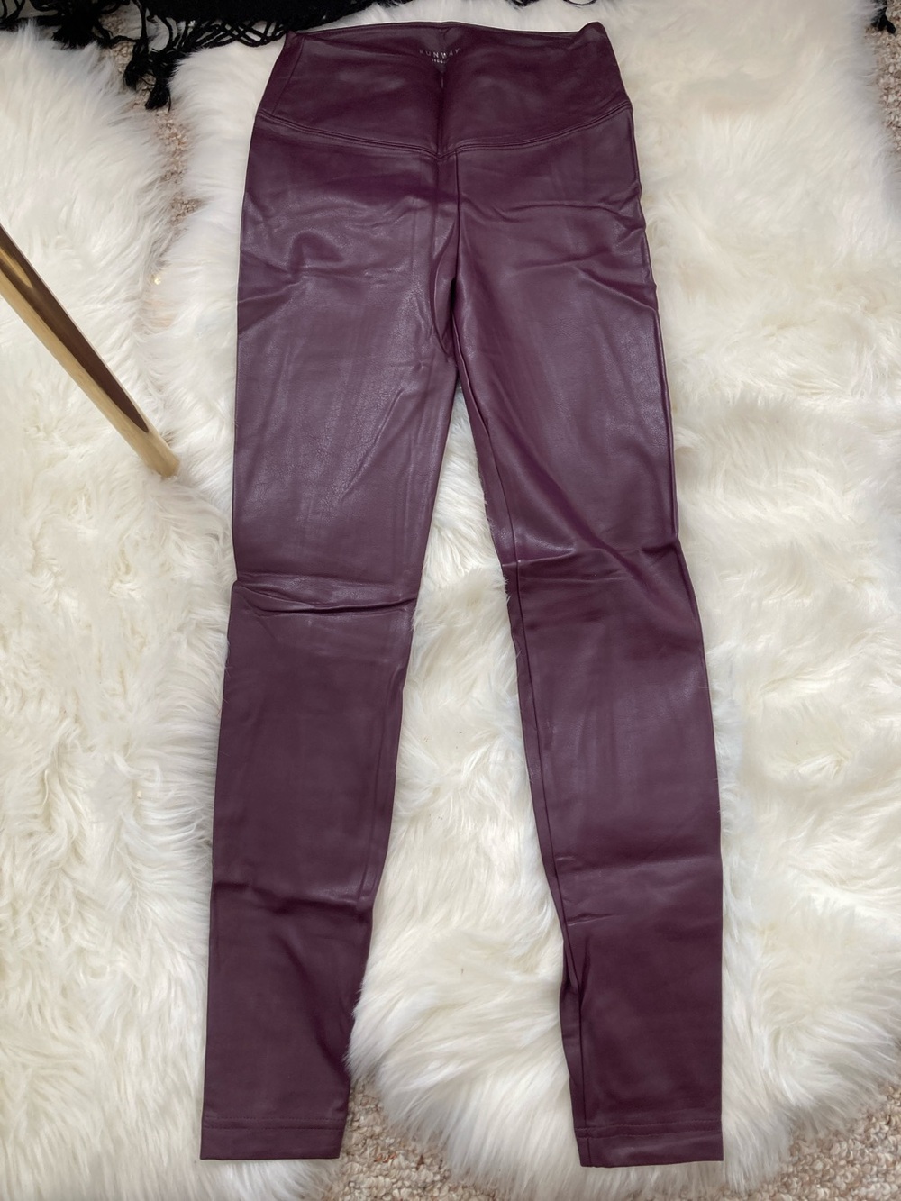 White House Black Market Burgundy Faux Leather Leggings